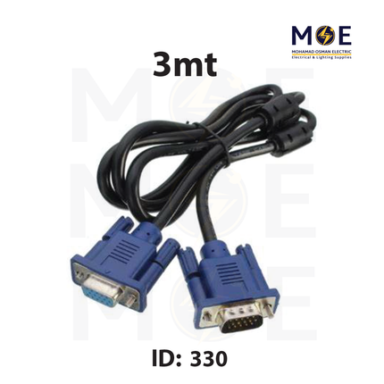 VGA Cable / Monitor Cable | VGA Male to VGA Female | 3mt | وصلة