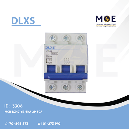 DLXS MCB DZ47-63 6kA 3P 50A | DZ47-72 | دجنتور كهرباء ثلاثة فاز