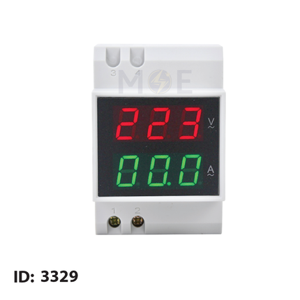 SEG Multi-Function Single Phase Digital Voltmeter - Ammeter Din 90-300V AC 0-100A AC 3module | SE522042G | ساعة امبير/فولت على سكة