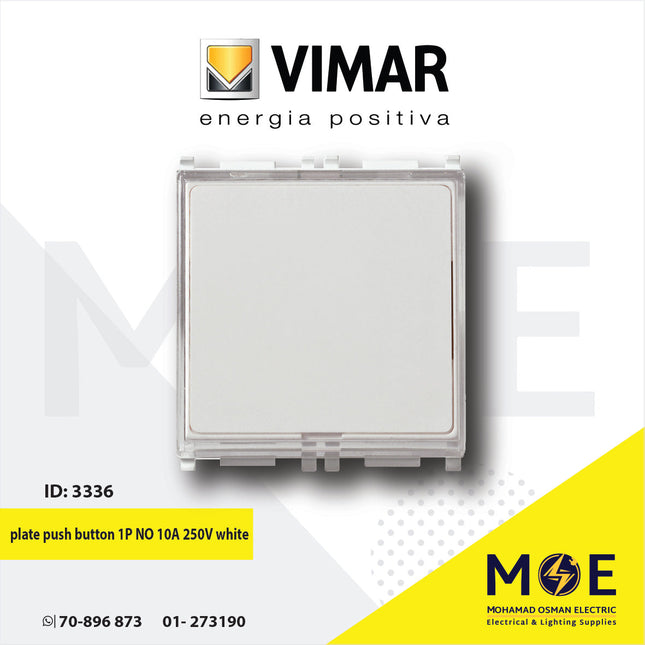 Vimar Plana name plate push button 1P NO 10A 250V white | 14050 | كباس جرس باسم ابیض فتحتان