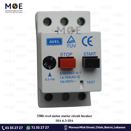 Avel Motor Starter 10A 6.3-10A | AV-Motor Starter-6.3-10A | دجنتور حراري - قاطع حماية حرارية