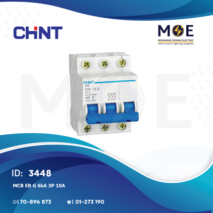 Chint MCB EB G 6kA 3P 10A | TE0023-187517 | دجنتور كهرباء ثلاثة فاز