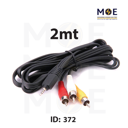 RCA Cable / Adapter | 3x RCA Male to 2.5mm AUX Black Cable 2mt | C-3082 | وصلة/تحويلة فيديو