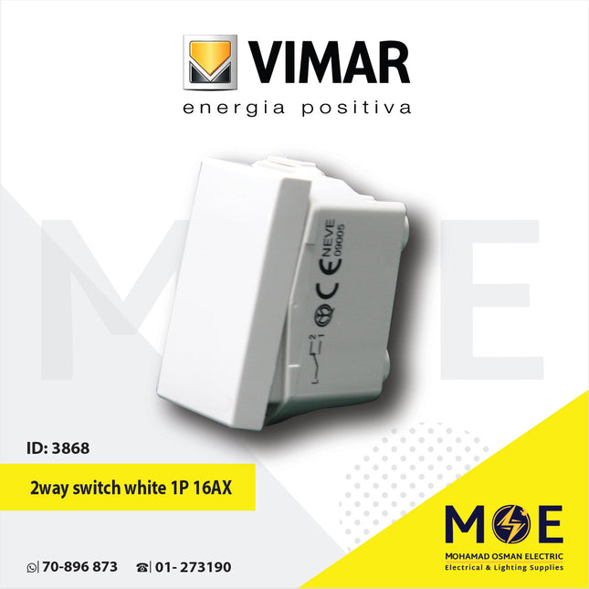 Vimar Neve 2way switch white 1P 16AX | 9005 | مفتاح دركسيون ابيض