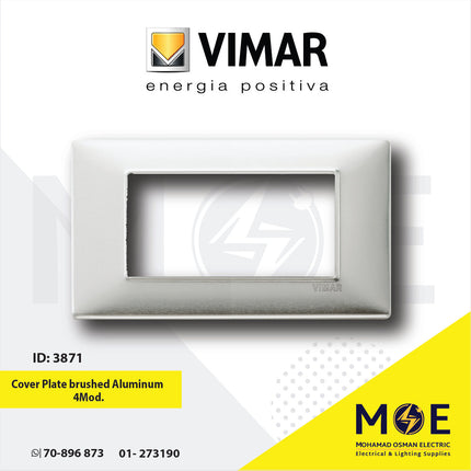 Vimar Plana Cover Plate brushed Aluminum 4module | 14654.81 | بلاك معدن المنيوم
