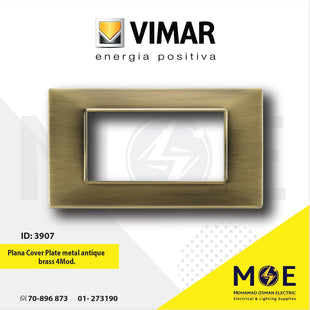 Vimar Plana Cover Plate metal antique brass 4module | 14654.76 | بلاك معدن نحاسي