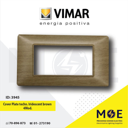 Vimar Plana Cover Plate technopolymer Iridescent Brown 4module | 14654.23 | بلاك بلاستيك بني