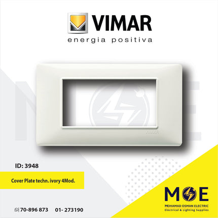 Vimar Plana Cover Plate technopolymer Ivory 4module | 14654.02 | بلاك بلاستيك عاجي