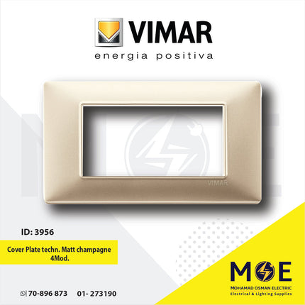 Vimar Plana Cover Plate technopolymer Matt Champagne 4module | 14654.22 | بلاك بلاستيك شمباني ناشف