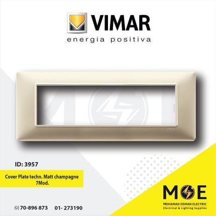 Vimar Plana Cover Plate technopolymer Matt Champagne 7module | 14657.22 | بلاك بلاستيك شمباني ناشف