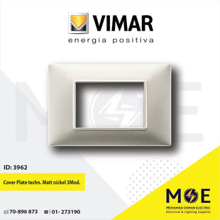 Vimar Plana Cover Plate technopolymer Matt nickel 3module | 14653.21 | بلاك بلاستيك نيكل ناشف
