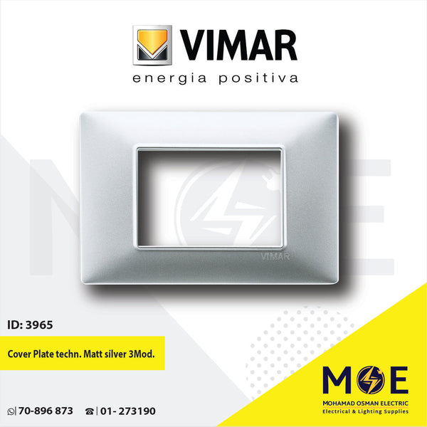 Vimar Plana Cover Plate technopolymer Matt Silver 3module | 14653.2 | بلاك بلاستيك فضي ناشف
