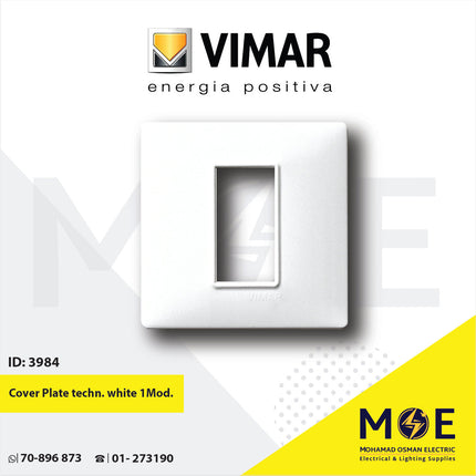 Vimar Plana Cover Plate technopolymer White 1module | 14641.01 | بلاك بلاستيك ابيض