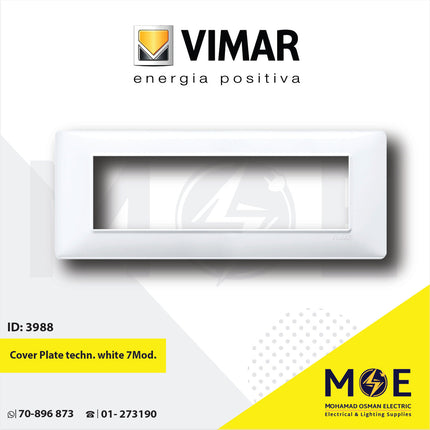 Vimar Plana Cover Plate technopolymer White 7module | 14657.01 | بلاك بلاستيك ابيض