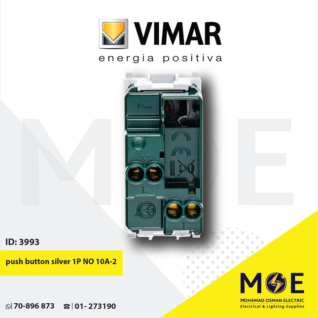 Vimar Plana push button silver 1P NO 10A | 14008.SL | كباس جرس فضي