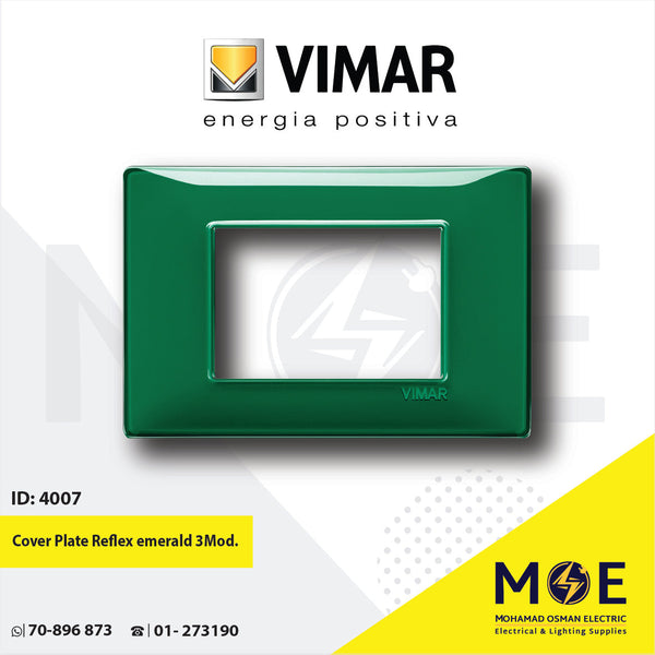 Vimar Plana Cover Plate Reflex emerald 3module | 14653.47 | بلاك رفلكس اخضر غامق