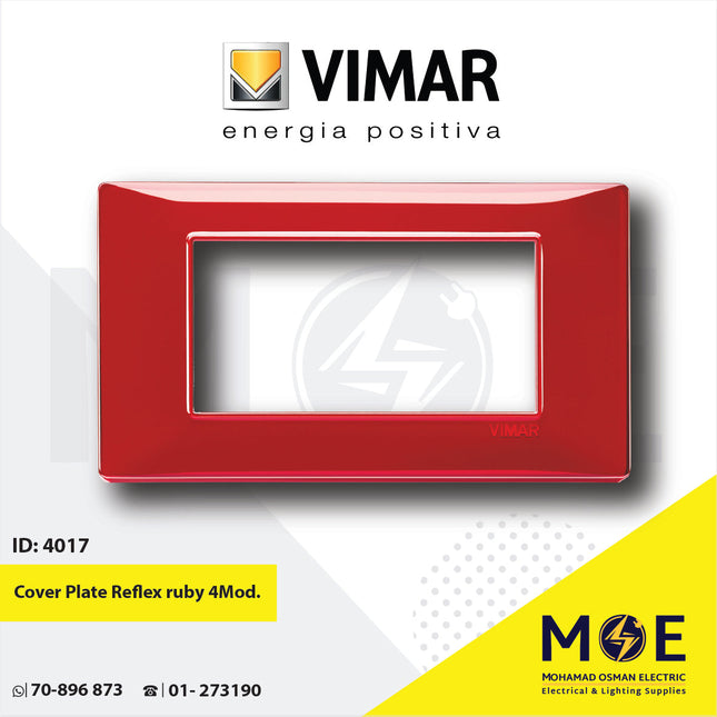 Vimar Plana Cover Plate Reflex ruby 4module | 14654.51 | بلاك رفلكس احمر