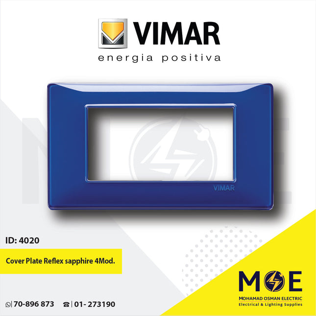 Vimar Plana Cover Plate Reflex sapphire 4module | 14654.50 | بلاك رفلكس كحلي