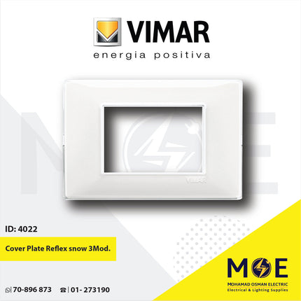 Vimar Plana Cover Plate Reflex snow 3module | 14653.41 | بلاك رفلكس ابيض ثلجي