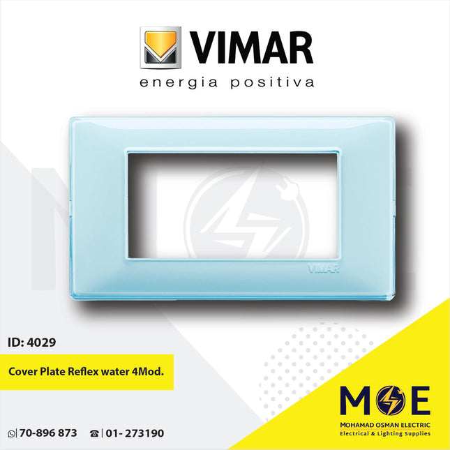 Vimar Plana Cover Plate Reflex water 4module | 14654.45 | بلاك رفلكس ازرق مائي