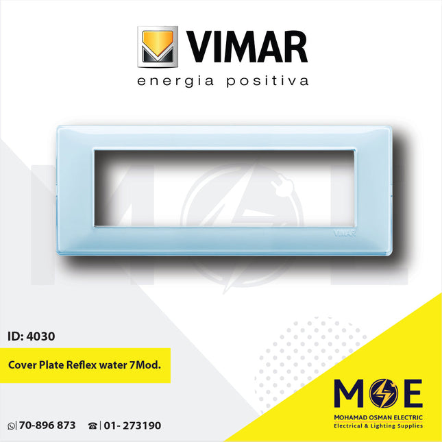 Vimar Plana Cover Plate Reflex water 7module | 14657.45 | بلاك رفلكس ازرق مائي