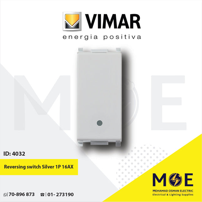 Vimar Plana reversing switch Silver 1P 16AX | 14013.SL | مفتاح تربل دركسيون فضي