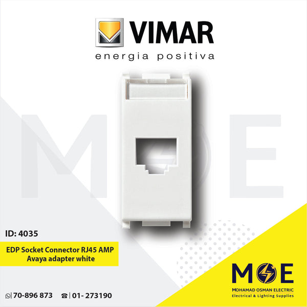 Vimar Plana EDP Data Socket Connector RJ45 AMP Avaya adapter white | 14338.C | غطاء ادبتر بريز داتا ابيض
