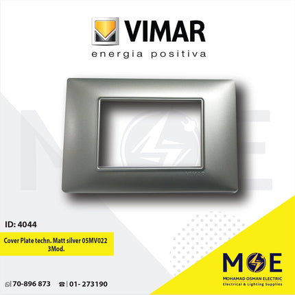 Vimar Plana Cover Plate technopolymer Matt Silver 05MV022 3module | E14653.05MV022 | بلاك بلاستيك فضي ناشف