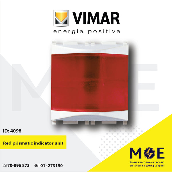 Vimar Plana White prismatic indicator unit Red | 14387.R | لمبة اشارة احمر فتحتان