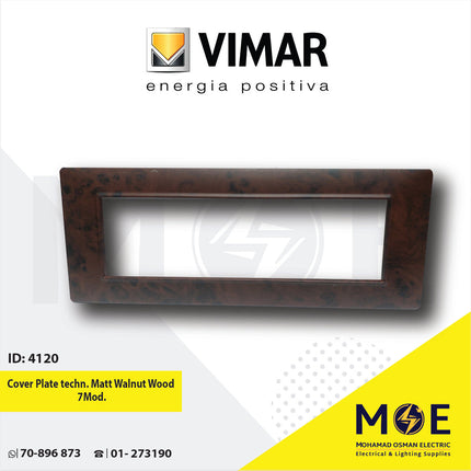 Vimar Plana Cover Plate technopolymer Matt Walnut Wood 7module | E14657.01CP190M | بلاك بلاستيك خشب جوز ناشف