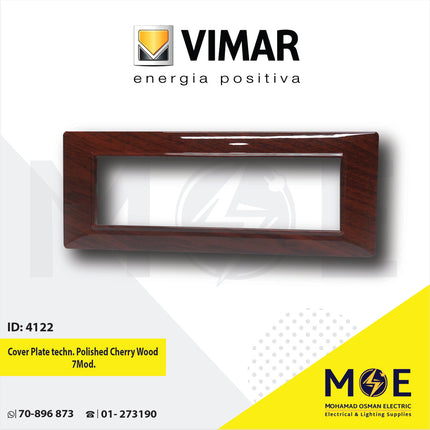 Vimar Plana Cover Plate technopolymer Polished Cherry Wood 7module | E14657.07CP185G | بلاك بلاستيك كرز لميع
