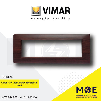 Vimar Plana Cover Plate technopolymer Matt Cherry Wood 7module | E14657.06CP185M | بلاك بلاستيك كرز ناشف