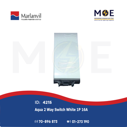 Marlanvil Aqua 2Way Switch White 1P 16A | 7601.6 | مفتاح دركسيون ابيض