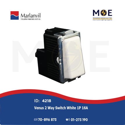 Marlanvil Venus 2Way Switch White 1P 16A | 7901.6 | مفتاح دركسيون ابيض