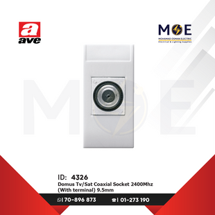 Ave SPA Domus TV-Sat Coaxial Socket 2400Mhz (Withterminal) 9.5mm | 441096F | بريز تلفزيون ابيض