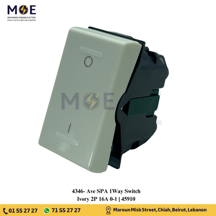 Ave SPA 1Way Switch Ivory 2P 16A 0-1 | 45910 | مفتاح مفرد خطين عاجي