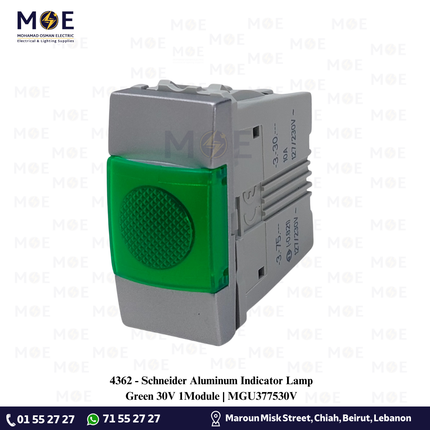 Schneider Aluminum Indicator Lamp Green 30V 1Module | MGU377530V | لمبة اشارة اخضر