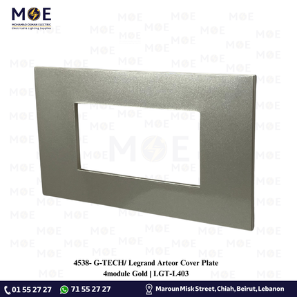 G-TECH/ Legrand Arteor Cover Plate 4module Gold | LGT-L403 | بلاك مربع ذهبي شمباني رمادي