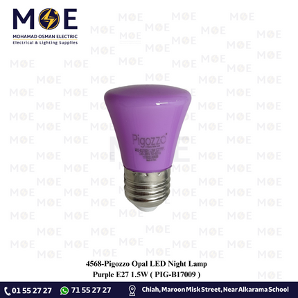 Pigozzo Opal LED Night Lamp Purple E27 1.5W | PIG-B17009 | لمبة ليد برم نواصة موف