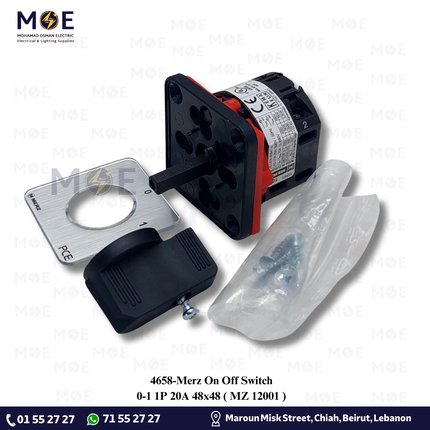 Merz On Off Switch 0-1 1P 20A 48x48 | MZ 12001 | مفتاح سلفرتور