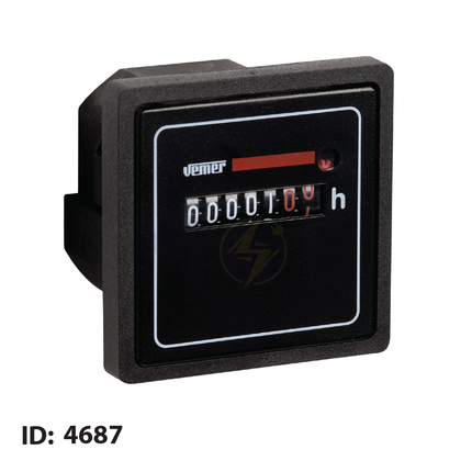 Vemer Hour Meter 55x55mm Panel-Mount 230V AC 1/100h | HMS-230-VP757900 | عداد ساعات على خزانة