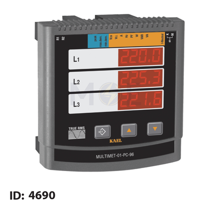 Kael Digital MultiMeter Panel Mount Alarms Relay Output 2 piece N.O 5A 96x96x56mm | MULTIMET01PC96 | ساعة امبير و فولت و هيرتز على درفة
