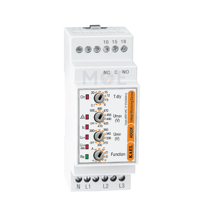 Kael Over & Under Voltage Protection Relay 400V+N Din Delay Time 5A 250V AC 3P 2module | KAL-ADG3X.400V | حماية فاز ثلاثة فاز