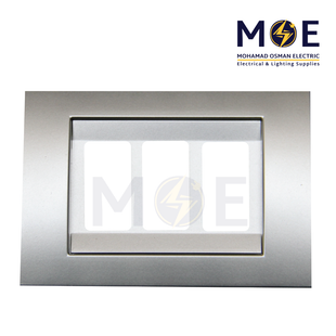 Abbas Carol Cover Plate Steel*Steel 3module | 2700-06-CRL-ADP | بلاك مثلث ستانلس على ستانلس مع ادبتر