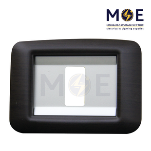 Abbas Haydi Cover Plate Stainless*Dark Wooden Matt 1module | 3000-11-HYD-ADP | بلاك مفرد هايدي ستانلس على خشبي غامق مات مع ادبتر