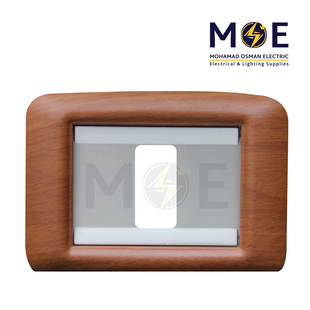 Abbas Haydi Cover Plate Stainless*Cherry Delux Matt 1module | 3000-03-HYD-ADP | بلاك مفرد هايدي ستانلس على كرزي فاخر مات مع ادبتر