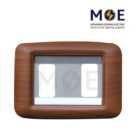 Abbas Haydi Cover Plate Steel*Cherry Delux Matt 2module | 3000-03-HYD-ADP | بلاك مجوز هايدي ستانلس على كرزي فاخر مات مع ادبتر