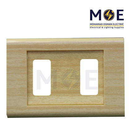 Abbas Margo Cover Plate Aro Light*Aro Light 2module | 2900-22-MRG-ADP | بلاك مفرد مارجو خشبي سندياني ارو فاتح على ارو فاتح مع ادبتر