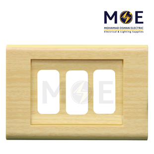 Abbas Margo Cover Plate Aro Light*Aro Light 3module | 2900-22-MRG-ADP | بلاك مفرد مارجو خشبي سندياني ارو فاتح على ارو فاتح مع ادبتر