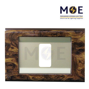 Abbas Margo Cover Plate Gold Matt*Wooden Aro 1module | 2900-10-MRG-ADP | بلاك مفرد مارغو ذهبي مات على خشبي بني ارو مع ادبتر